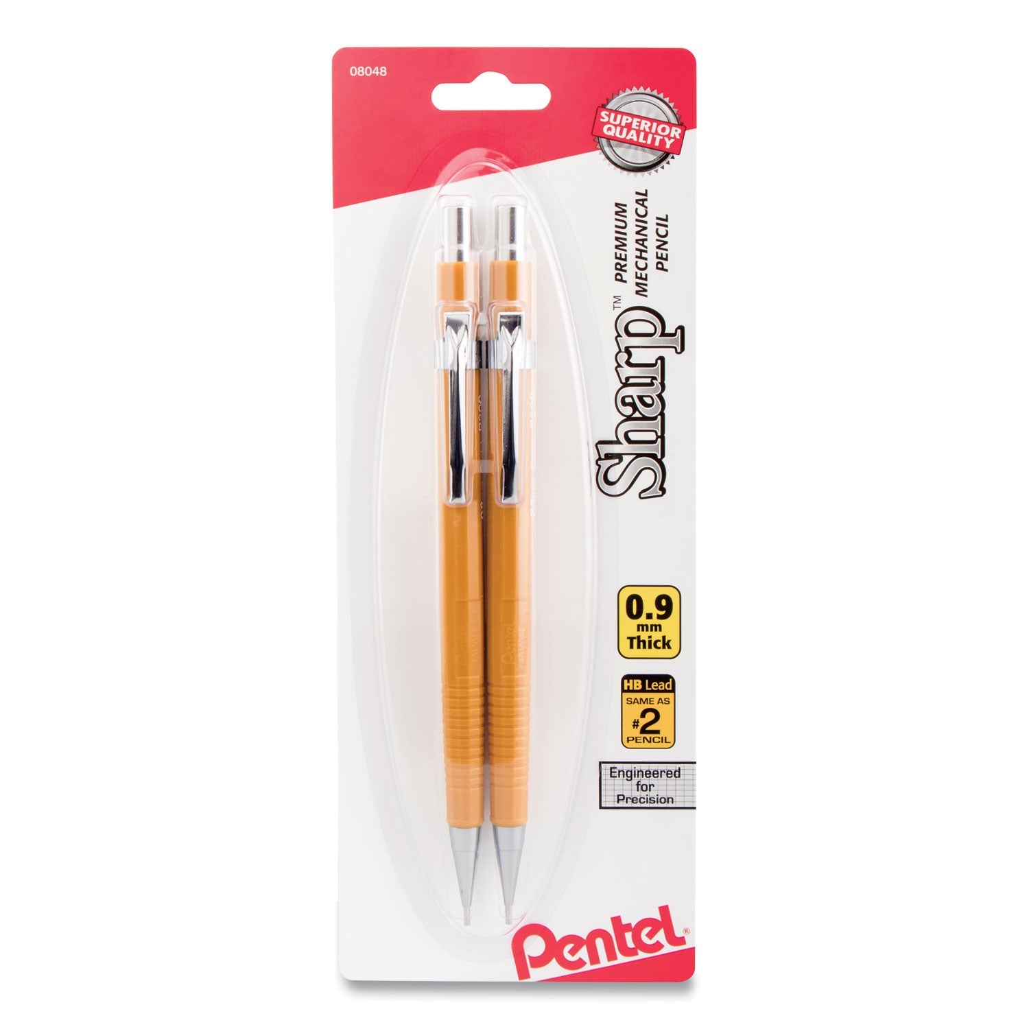 Sharp Mechanical Pencil | 0.9mm, Yellow, 2/Pack