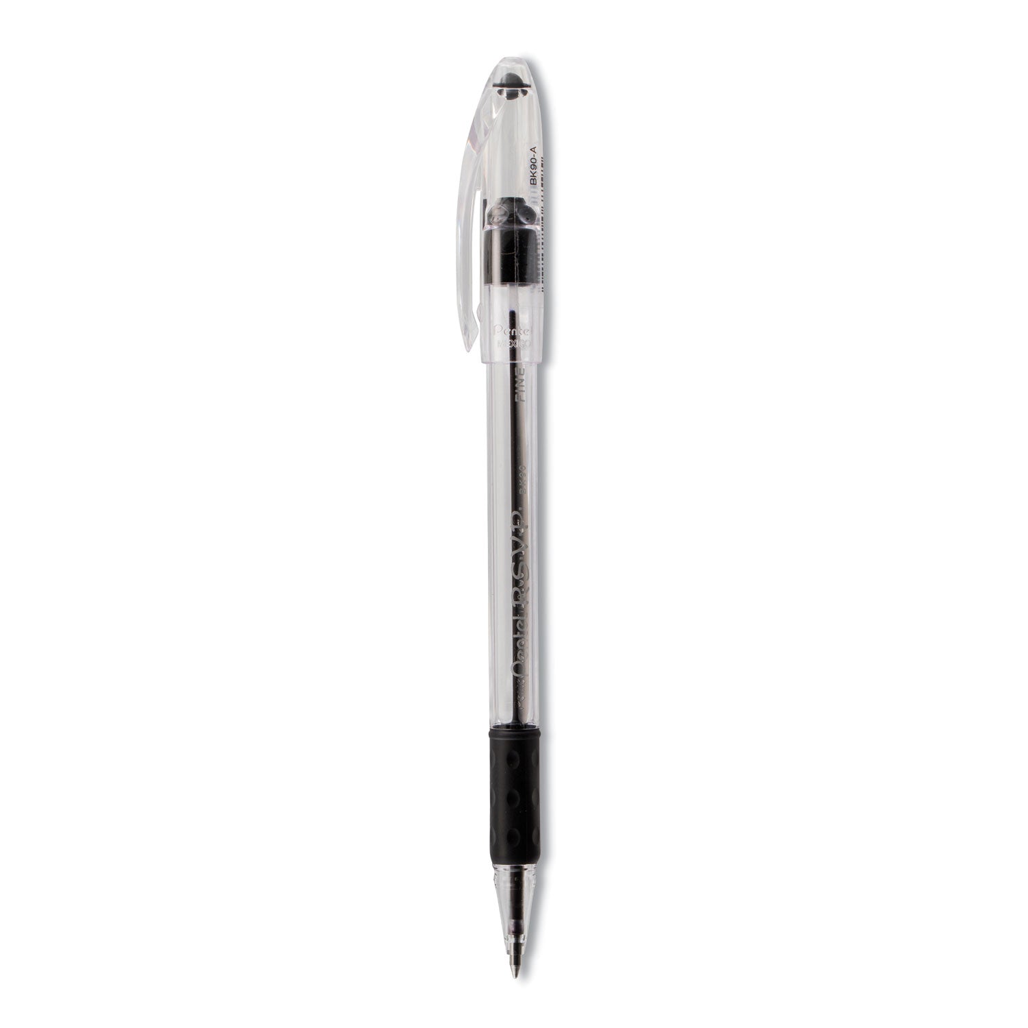 Pentel® R.s.v.p. Ballpoint Pen, Stick, Fine 0.7 Mm, Black Ink, Clear/black Barrel, Dozen