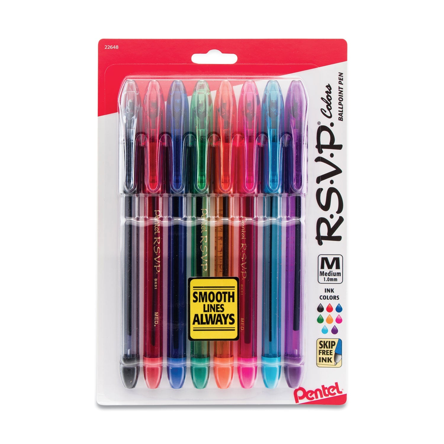 Pentel® R.s.v.p. Ballpoint Pen, Stick, Medium 1 Mm, Assorted Ink And Barrel Colors, 8/pack