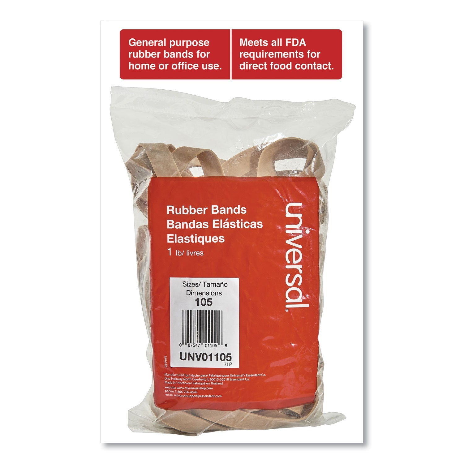 Universal® Rubber Bands, Size 105, 0.06" Gauge, Beige, 1 Lb Box, 55/pack - Bloom Skins