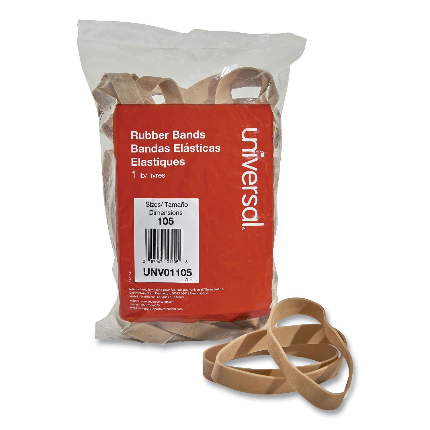 Universal® Rubber Bands, Size 105, 0.06" Gauge, Beige, 1 Lb Box, 55/pack - Bloom Skins