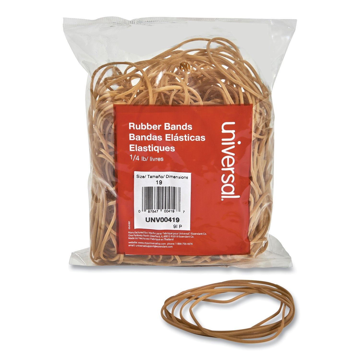 Universal® Rubber Bands, Size 19, 0.04" Gauge, Beige, 4 Oz Box, 310/pack - Bloom Skins