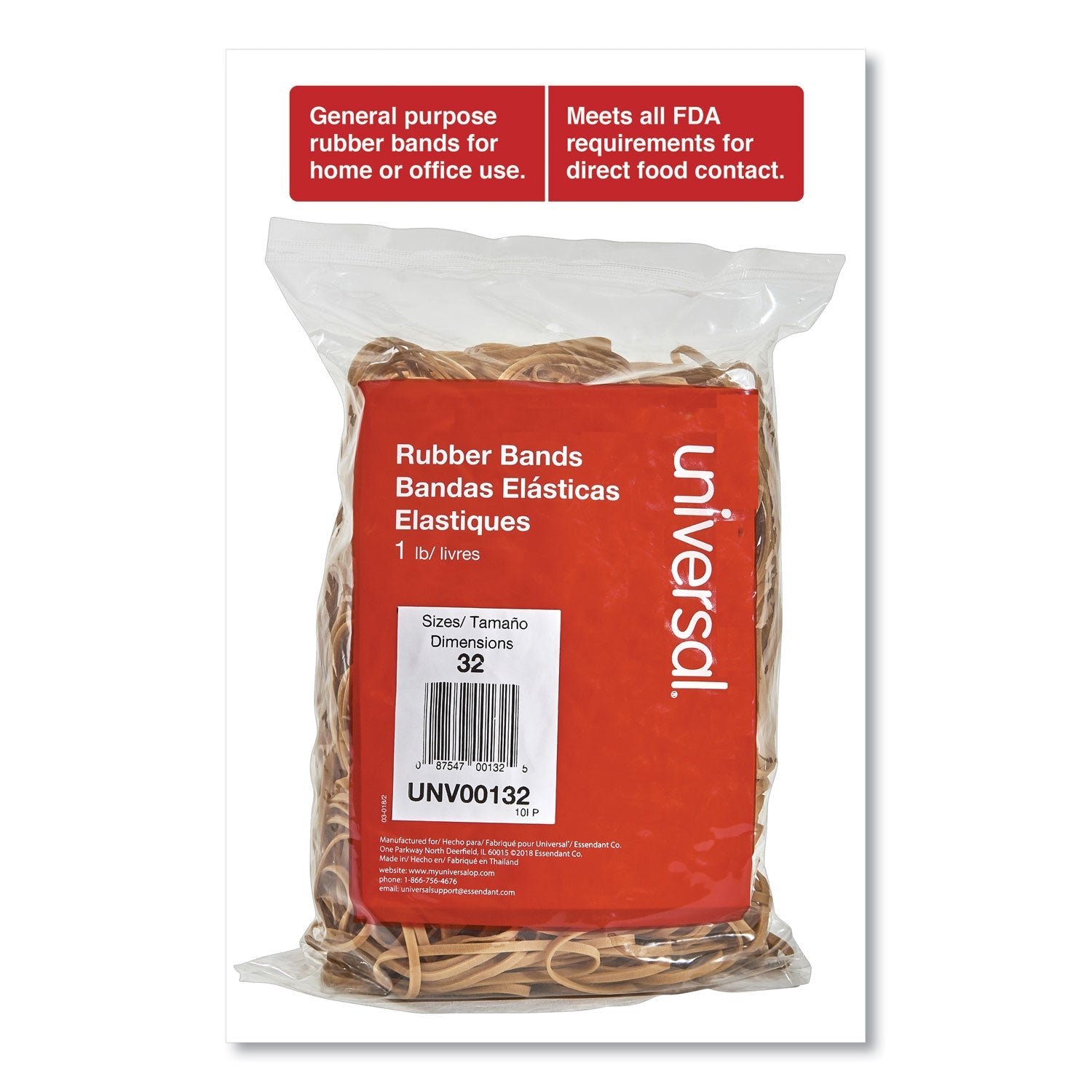 Universal® Rubber Bands, Size 32, 0.04" Gauge, Beige, 1 Lb Box, 820/pack - Bloom Skins