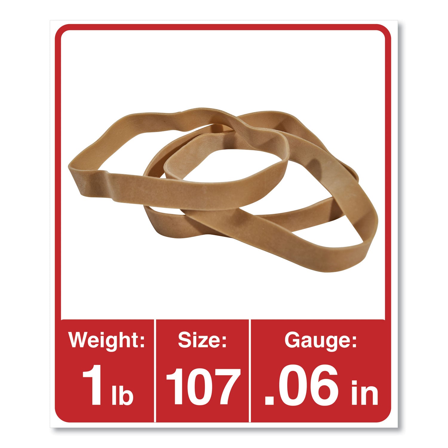 Universal® Rubber Bands, Size 107, 0.06" Gauge, Beige, 1 Lb Box, 40/pack
