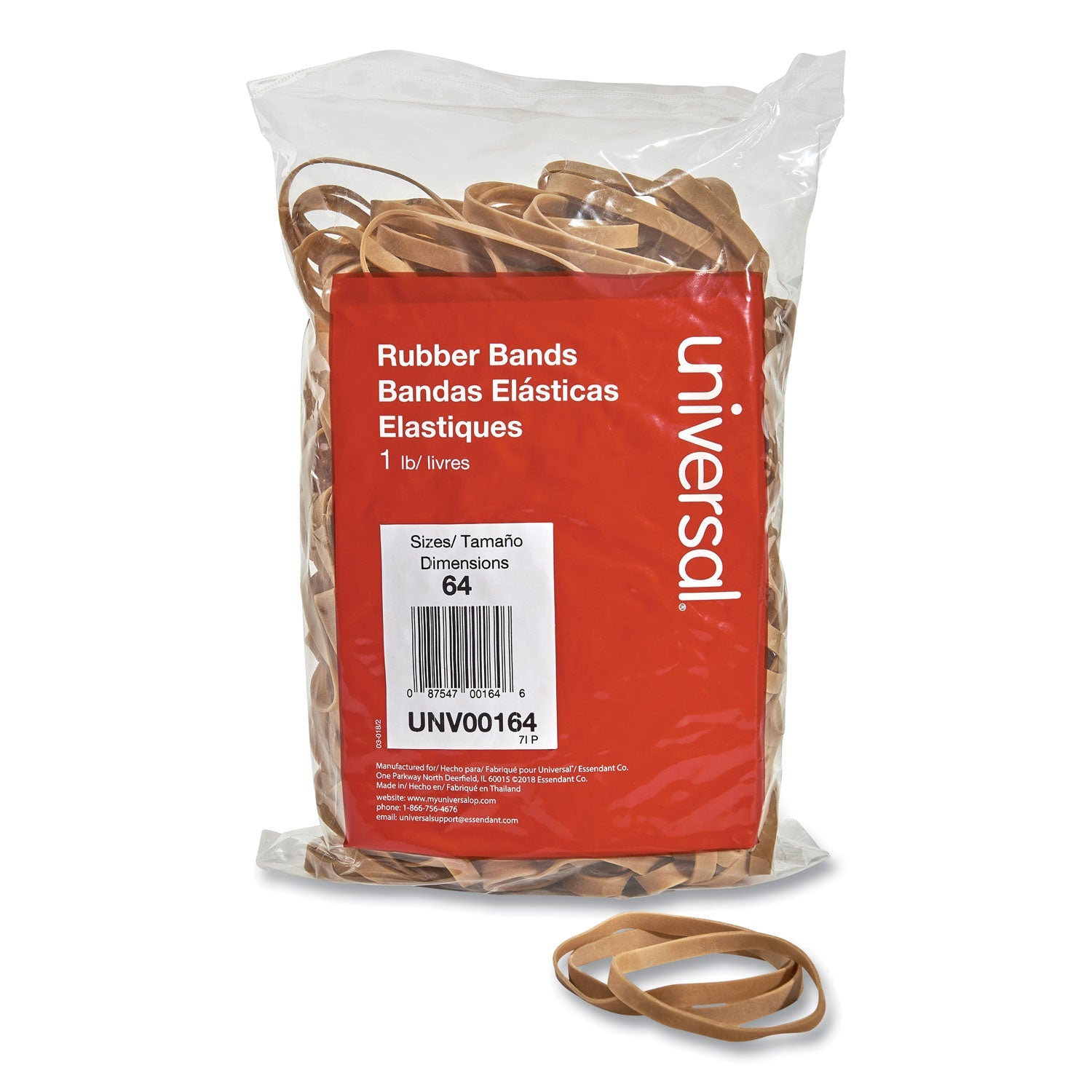 Universal® Rubber Bands, Size 64, 0.04" Gauge, Beige, 1 Lb Bag, 320/pack - Bloom Skins