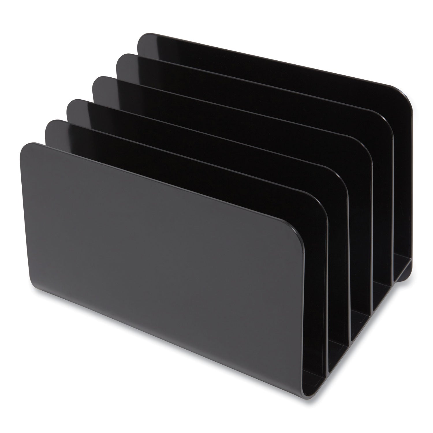 TRU RED™ Plastic Incline Mail Sorter, 5 Sections, #6 1/4 To #16 Envelopes, 6.26 X 9.49 X 6.5, Black