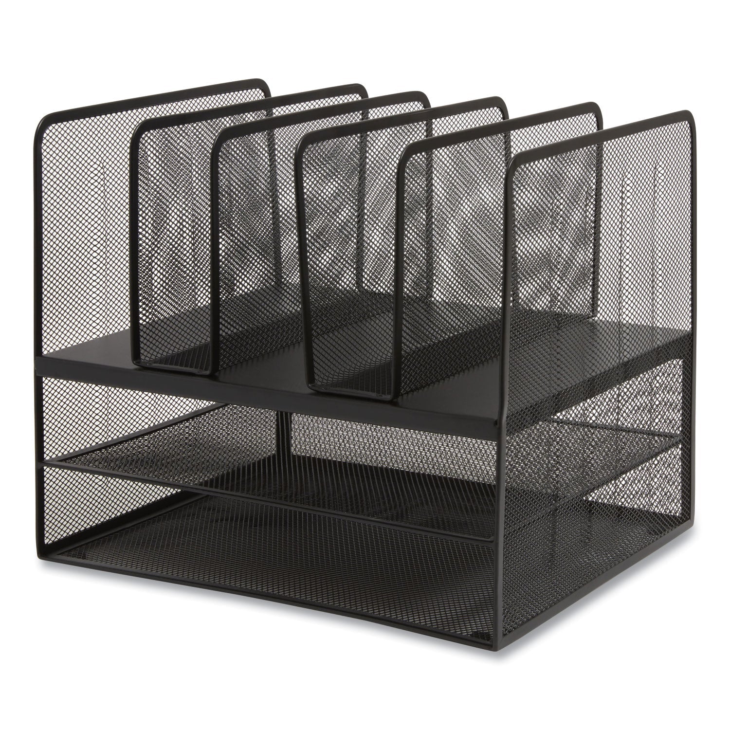 TRU RED™ Wire Mesh Combination Organizer, Vertical/horizontal, 7 Sections, Letter-Size, 11.22 X 13.23 X 11.34, Matte Black