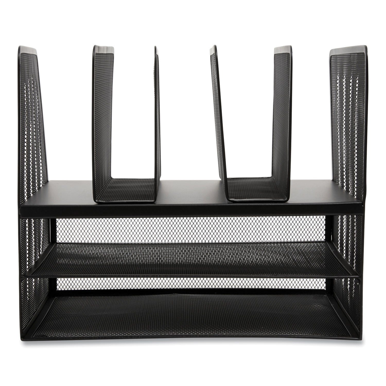 TRU RED™ Wire Mesh Combination Organizer, Vertical/horizontal, 7 Sections, Letter-Size, 11.22 X 13.23 X 11.34, Matte Black