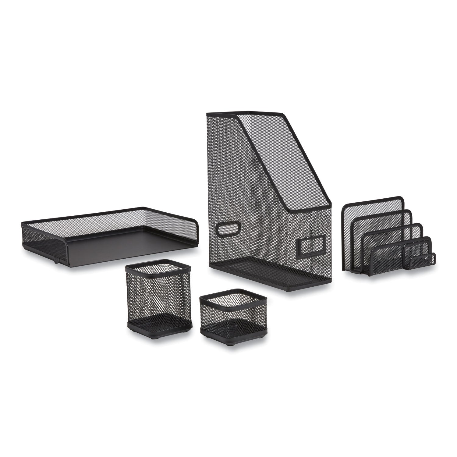TRU RED™ Wire Mesh Organizer Set, 5 Pieces, Matte Black
