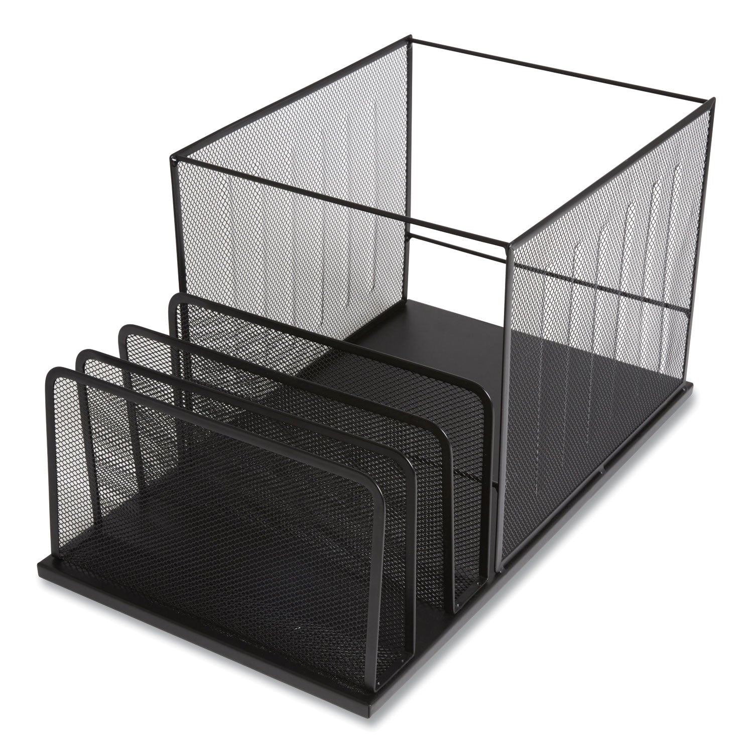 TRU RED™ Wire Mesh Combination Organizer, Incline Sorter/hanging File, 4 Sections, Letter-Size, 11.81 X 20.28 X 11.81, Matte Black