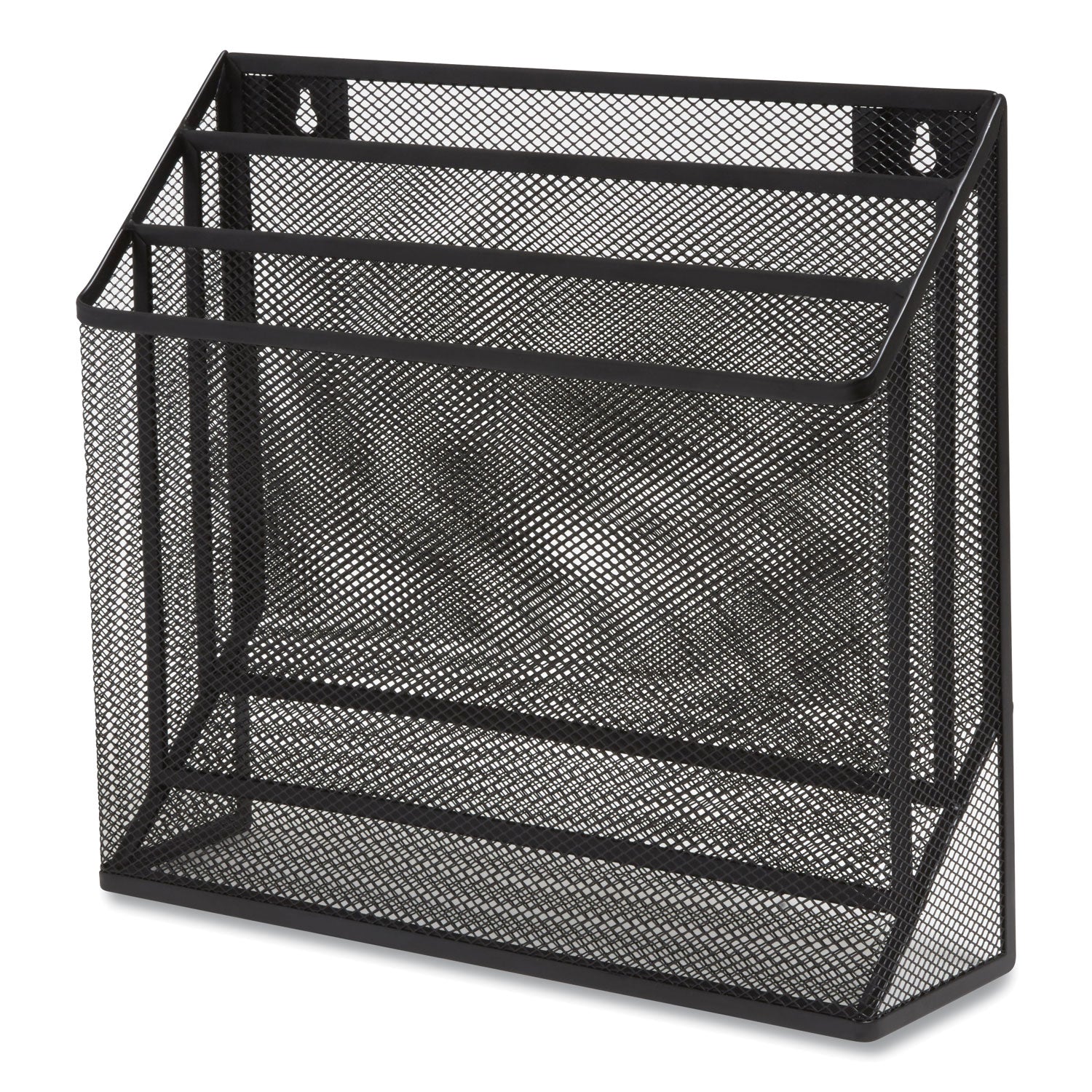 TRU RED™ Wire Mesh Incline Sorter, Enclosed Design, 3 Sections, Letter-Size, 13.78 X 16.61 X 12.4, Matte Black