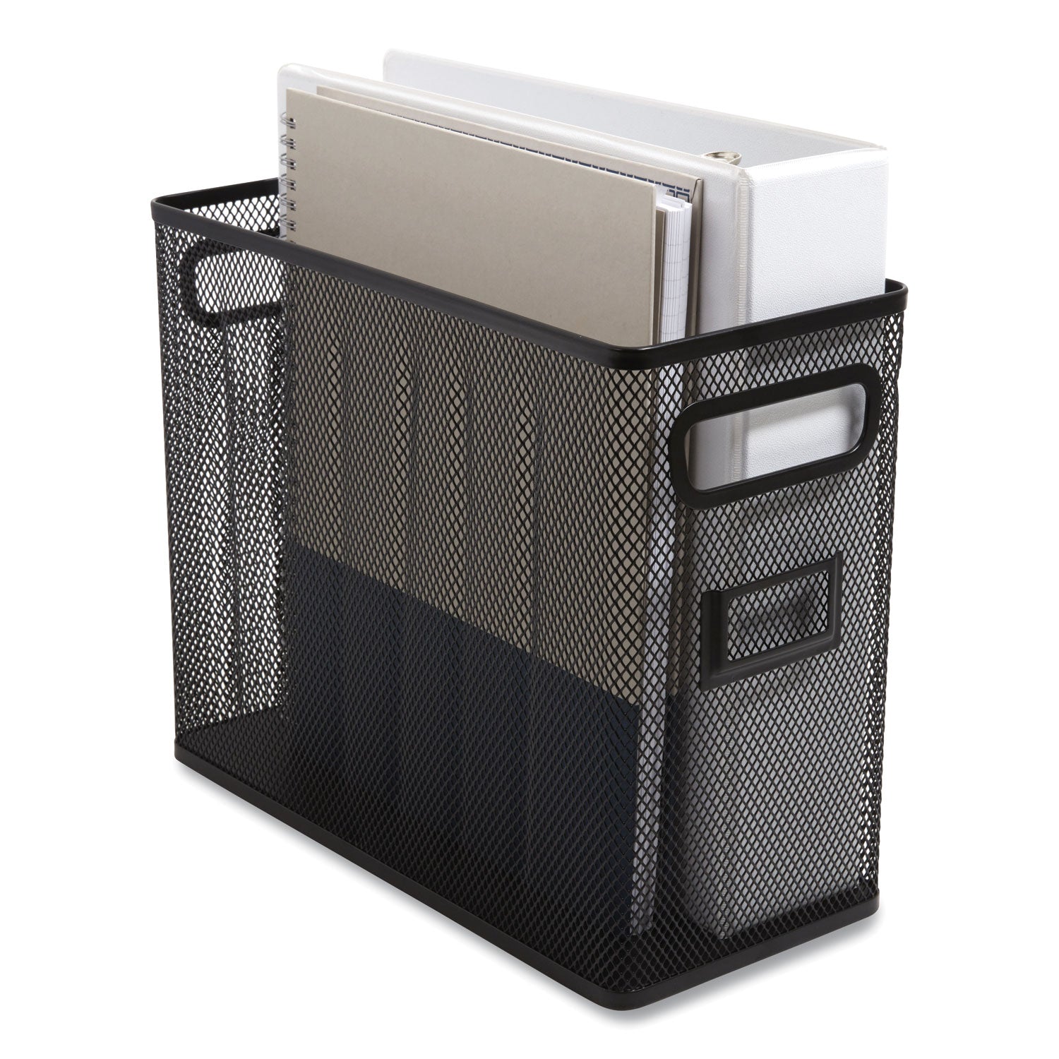 TRU RED™ Wire Mesh Box-Style Vertical Document Organizer, 1 Section, Letter-Size, 5.79 X 12.4 X 10.16, Matte Black