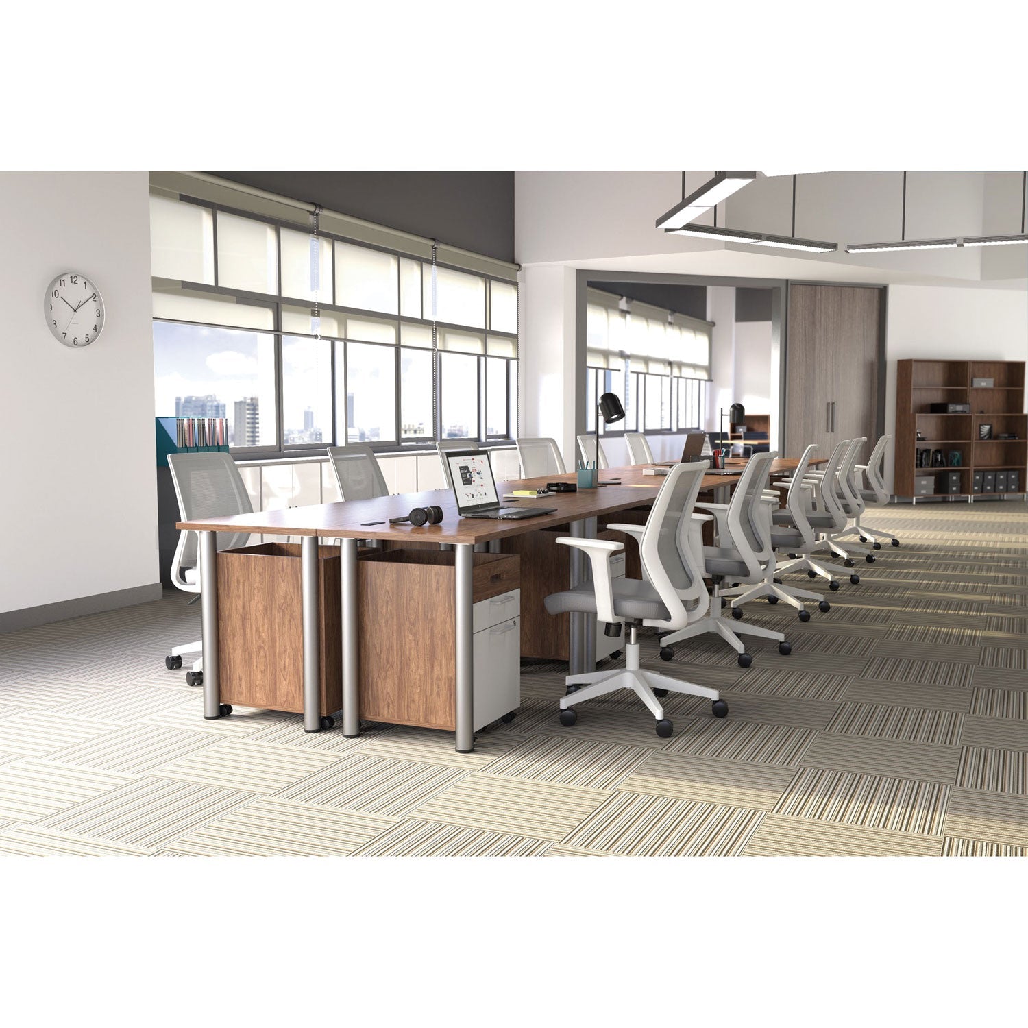 Union & Scale™ Essentials Mobile Pedestal File, Left Or Right, 2-Drawers: Box/file, Legal/letter, White/espresso, 15.5" X 21.2" X 24.2"