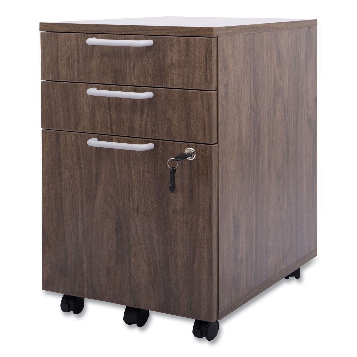 Union & Scale™ Essentials Mobile Pedestal File, Left Or Right, 3-Drawers: Box/box/file, Legal/letter, Espresso, 15.6" X 21.3" X 24.3"
