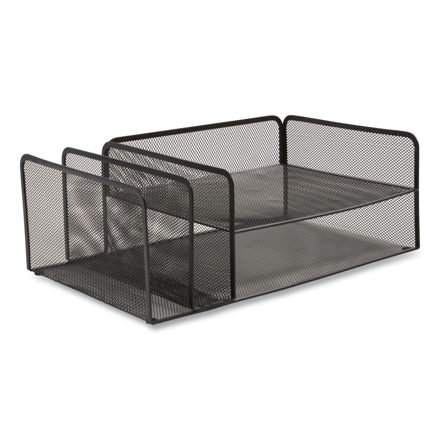 TRU RED™ Wire Mesh Combination Organizer, Vertical/horizontal, 4 Sections, Letter-Size, 11.2 X 17.4 X 6.54, Matte Black