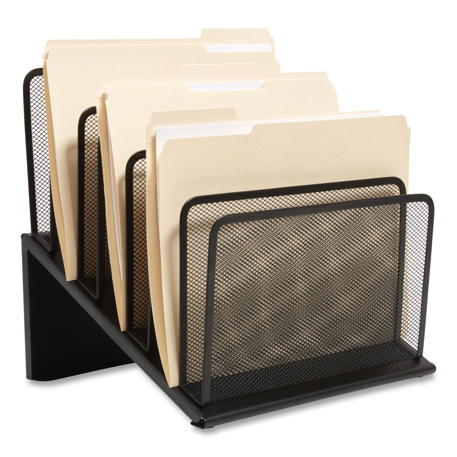 TRU RED™ Wire Mesh Incline Sorter, Open Design, 7 Sections, Letter-Size, 11.41 X 11.41 X 11.02, Matte Black