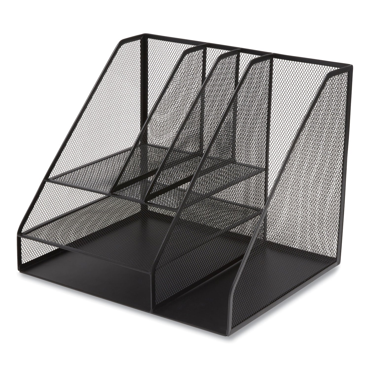 TRU RED™ Wire Mesh Combination Organizer, Vertical/horizontal, 8 Sections, Letter-Size, 12 X 12 X 13.97, Matte Black
