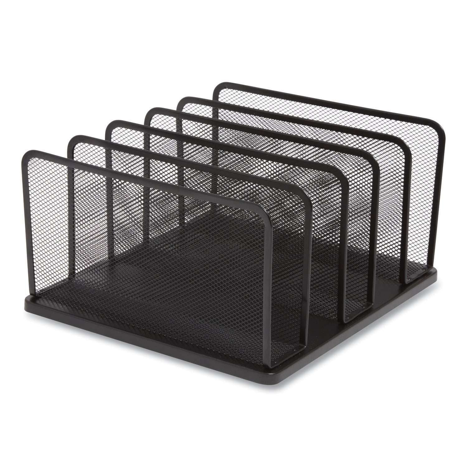 TRU RED™ Wire Mesh Vertical Document Sorter, 5 Sections, Letter-Size, 11.57 X 12.83 X 6.69, Matte Black