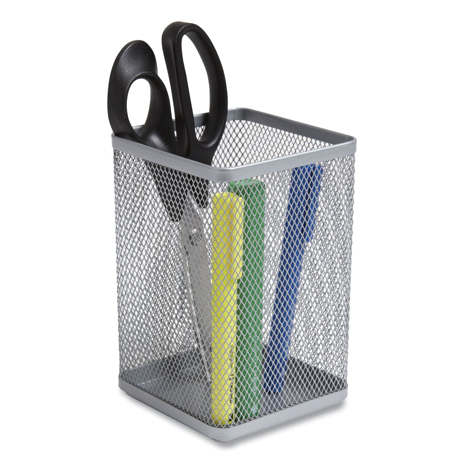 TRU RED™ Wire Mesh Jumbo Pencil Holder, 4.33 X 4.33 X 6.69, Silver