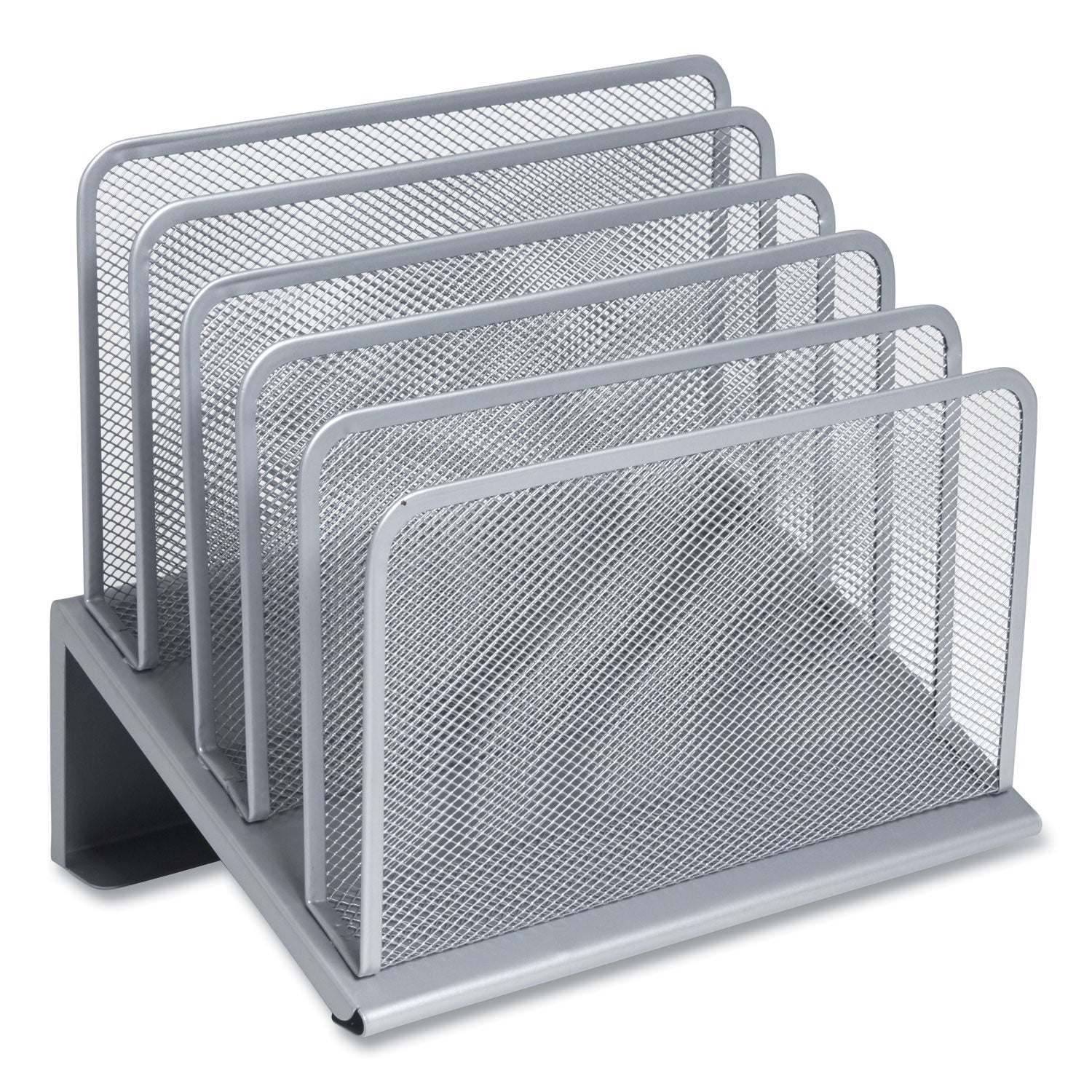 TRU RED™ Wire Mesh Incline Sorter, Open Design, 5 Sections, Letter-Size, 7.72 X 11.65 X 10.83, Silver