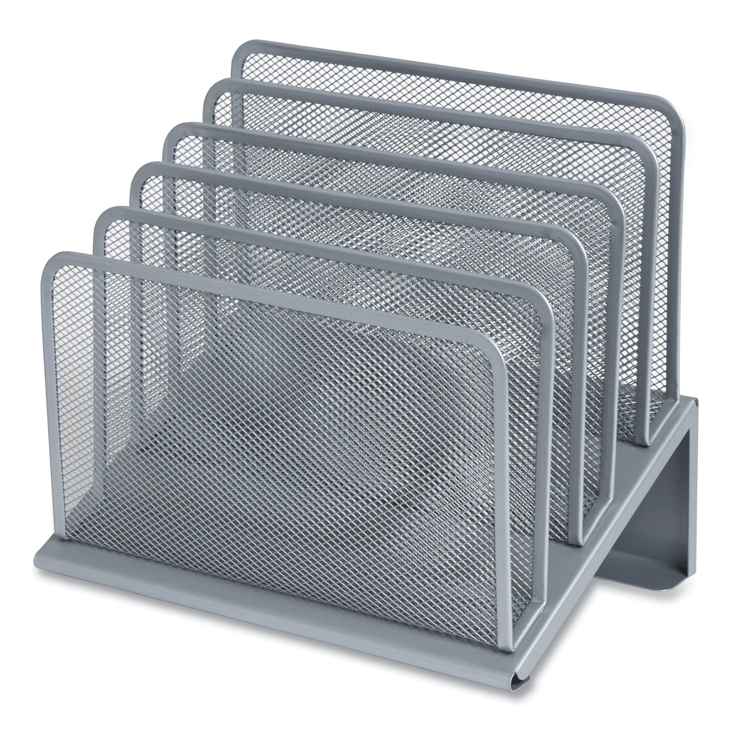 TRU RED™ Wire Mesh Incline Sorter, Open Design, 5 Sections, Letter-Size, 7.72 X 11.65 X 10.83, Silver