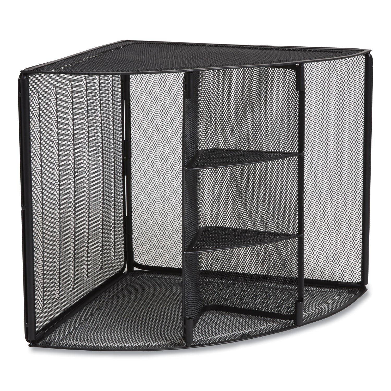 TRU RED™ Wire Mesh Corner Organizer, Four Sections, 5.28 x 14.17 x 19.37, Black