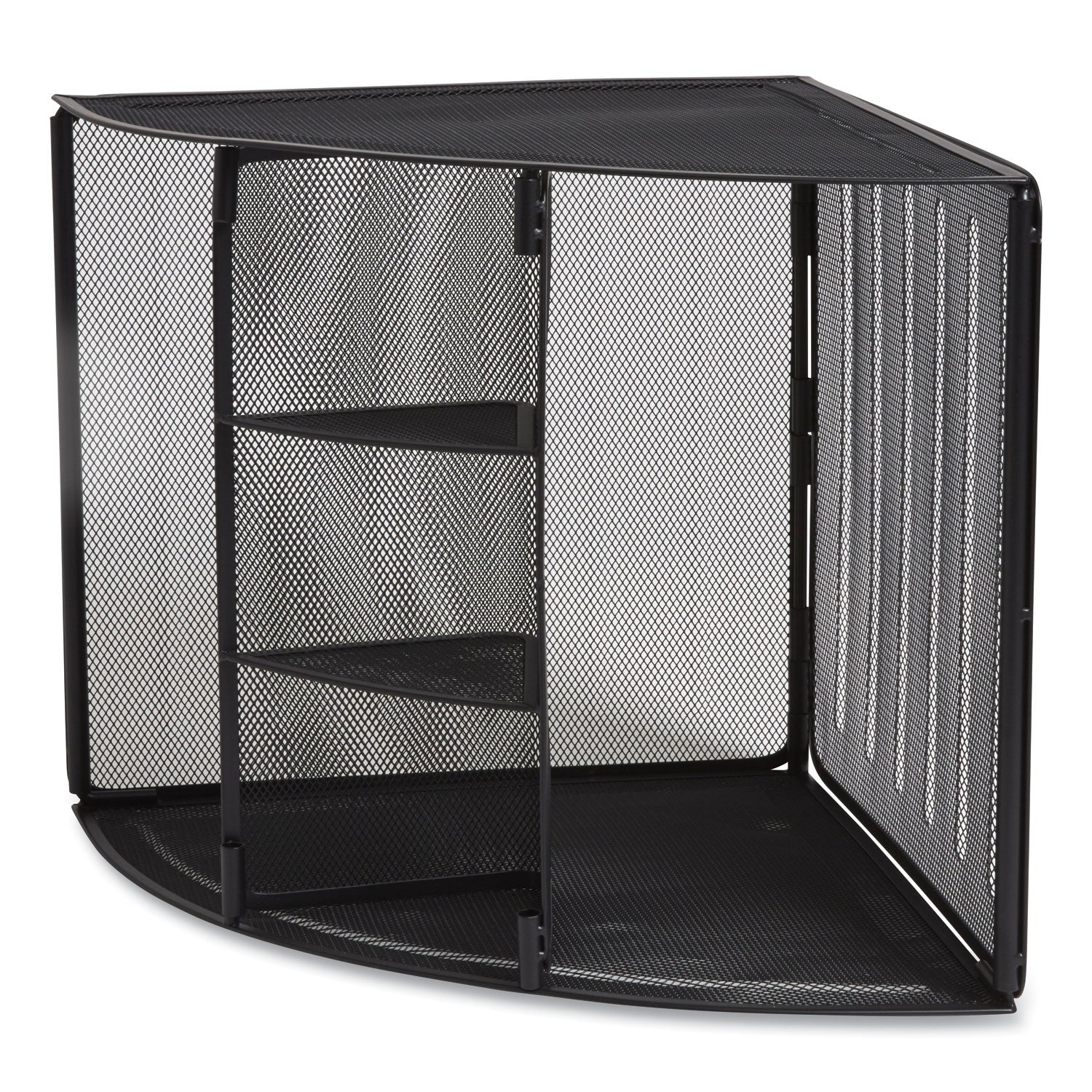 TRU RED™ Wire Mesh Corner Organizer, Four Sections, 5.28 x 14.17 x 19.37, Black