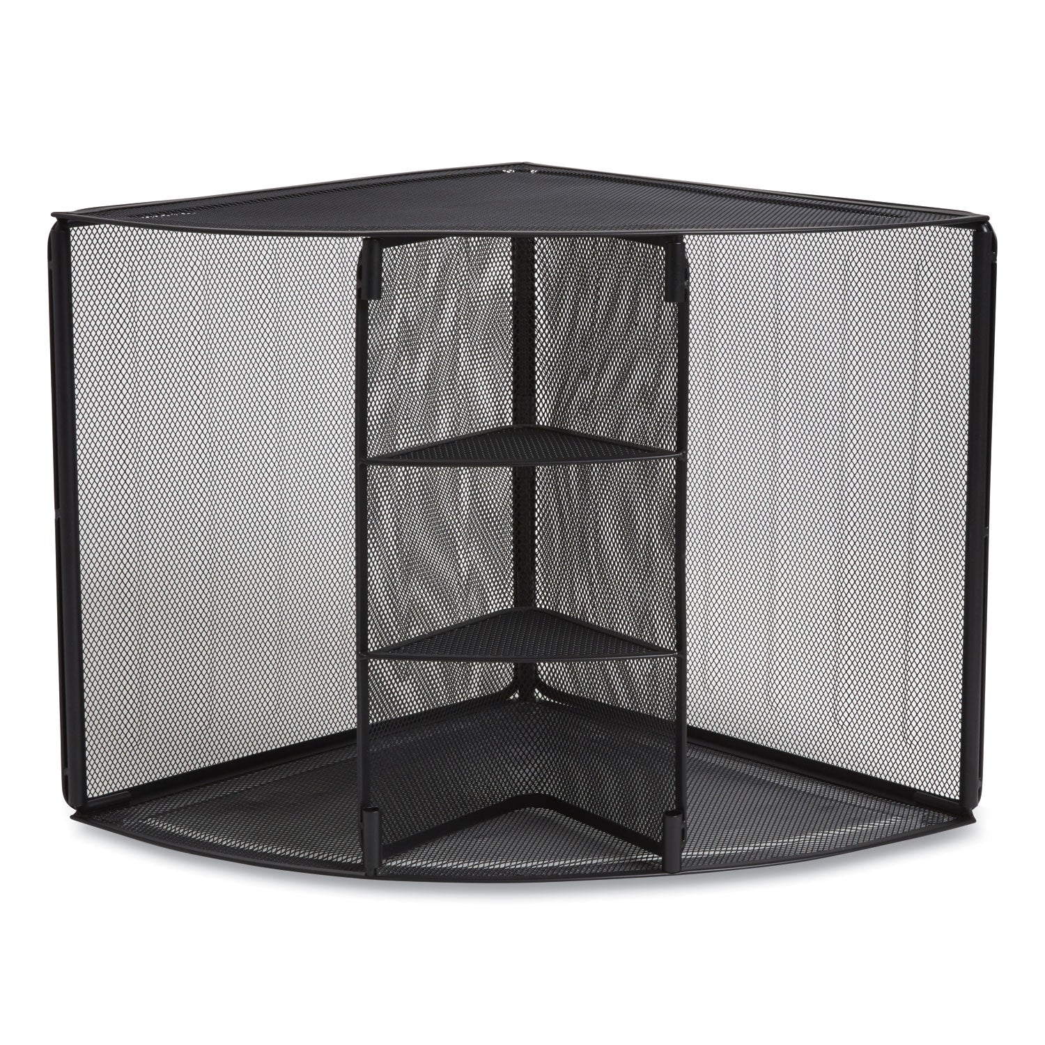TRU RED™ Wire Mesh Corner Organizer, Four Sections, 5.28 x 14.17 x 19.37, Black