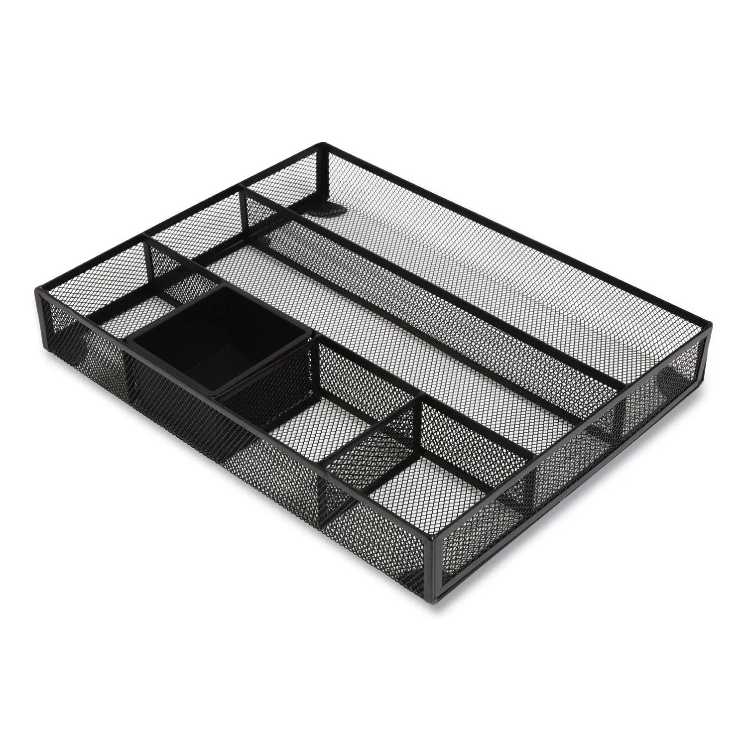 TRU RED™ Mesh Drawer Organizer, Six Compartment, 15.43 x 12.2 x 2.68, Black