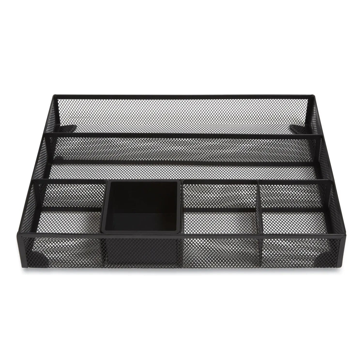 TRU RED™ Mesh Drawer Organizer, Six Compartment, 15.43 x 12.2 x 2.68, Black