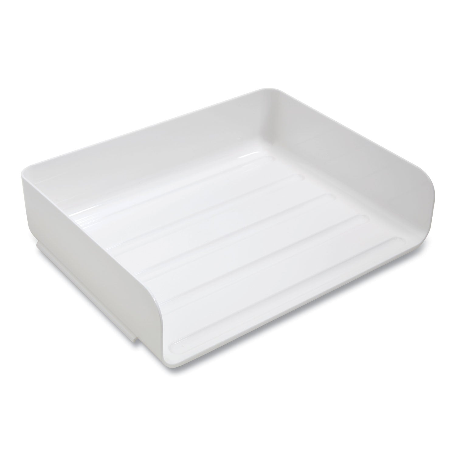 TRU RED™ Side-Load Stackable Plastic Document Tray, 1 Section, Letter-Size, 12.63 X 9.72 X 3.01, White, 6/pack