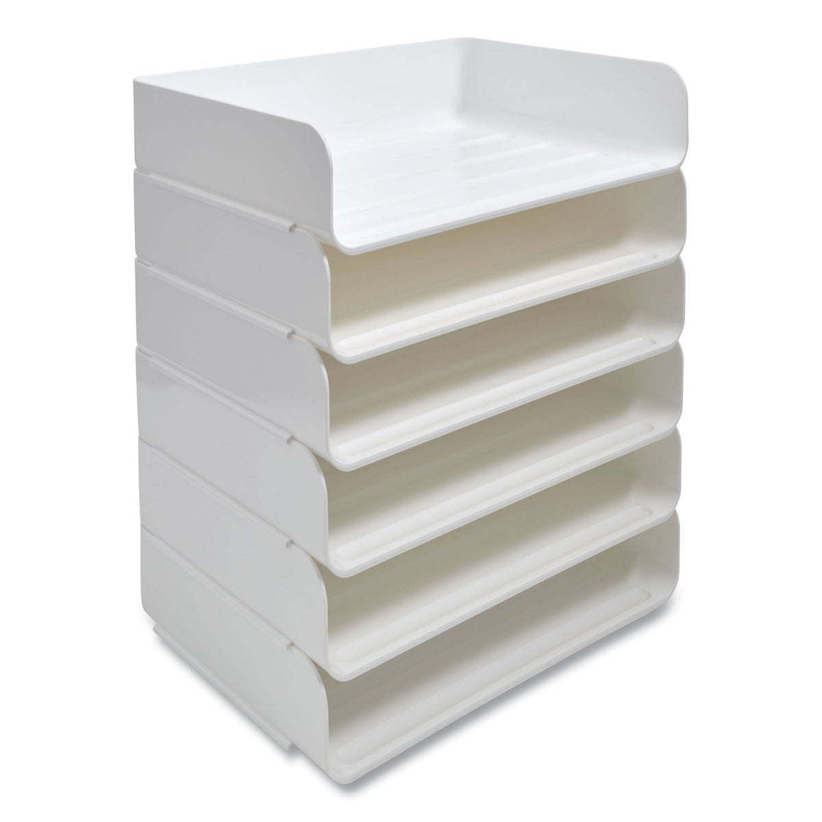 TRU RED™ Side-Load Stackable Plastic Document Tray, 1 Section, Letter-Size, 12.63 X 9.72 X 3.01, White, 2/pack