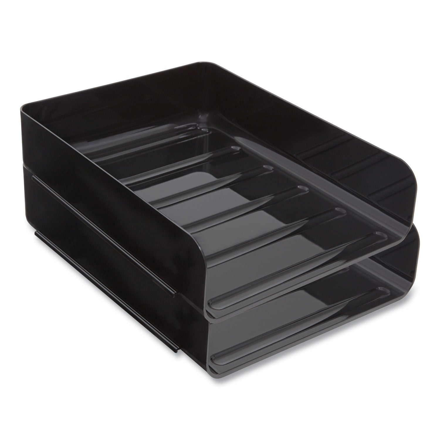 TRU RED™ Front-Load Stackable Plastic Document Tray, 1 Section, Letter-Size, 9.81 X 12.56 X 3.01, Black, 2/pack