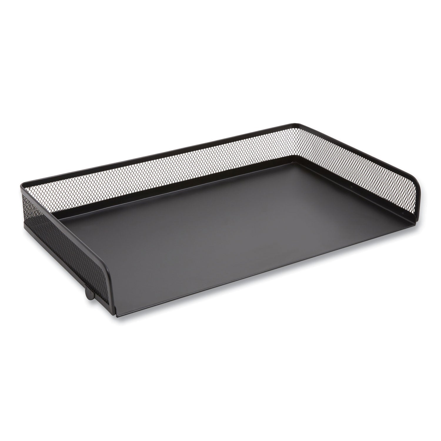 TRU RED™ Side-Load Stackable Wire Mesh Document Tray, 1 Section, Legal-Size, 17.32 X 9.84 X 2.76, Matte Black