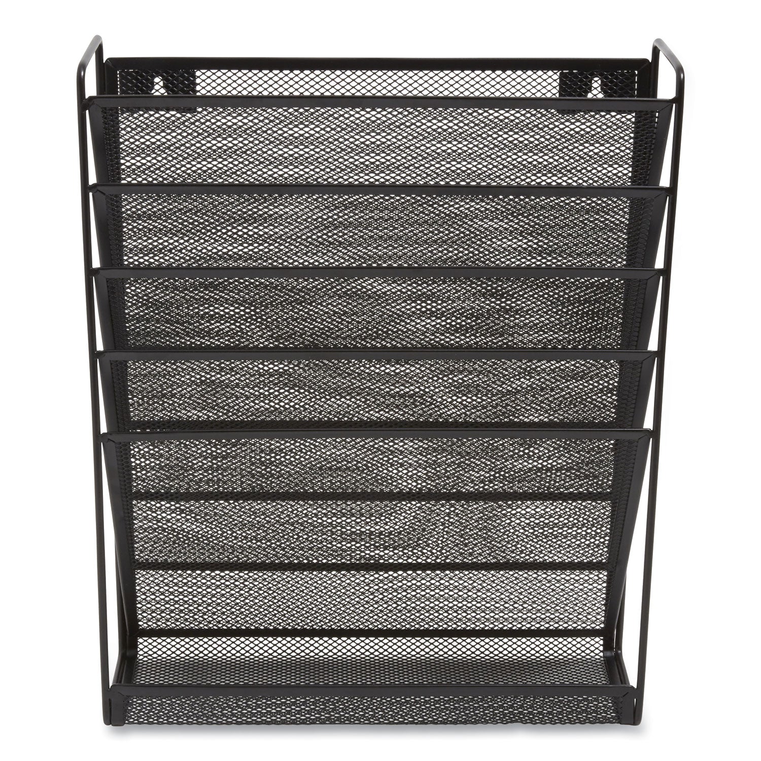 TRU RED™ Wire Mesh Incline Sorter, Enclosed Design, 5 Sections, Letter-Size, 13.38 X 4.52 X 16.45, Matte Black