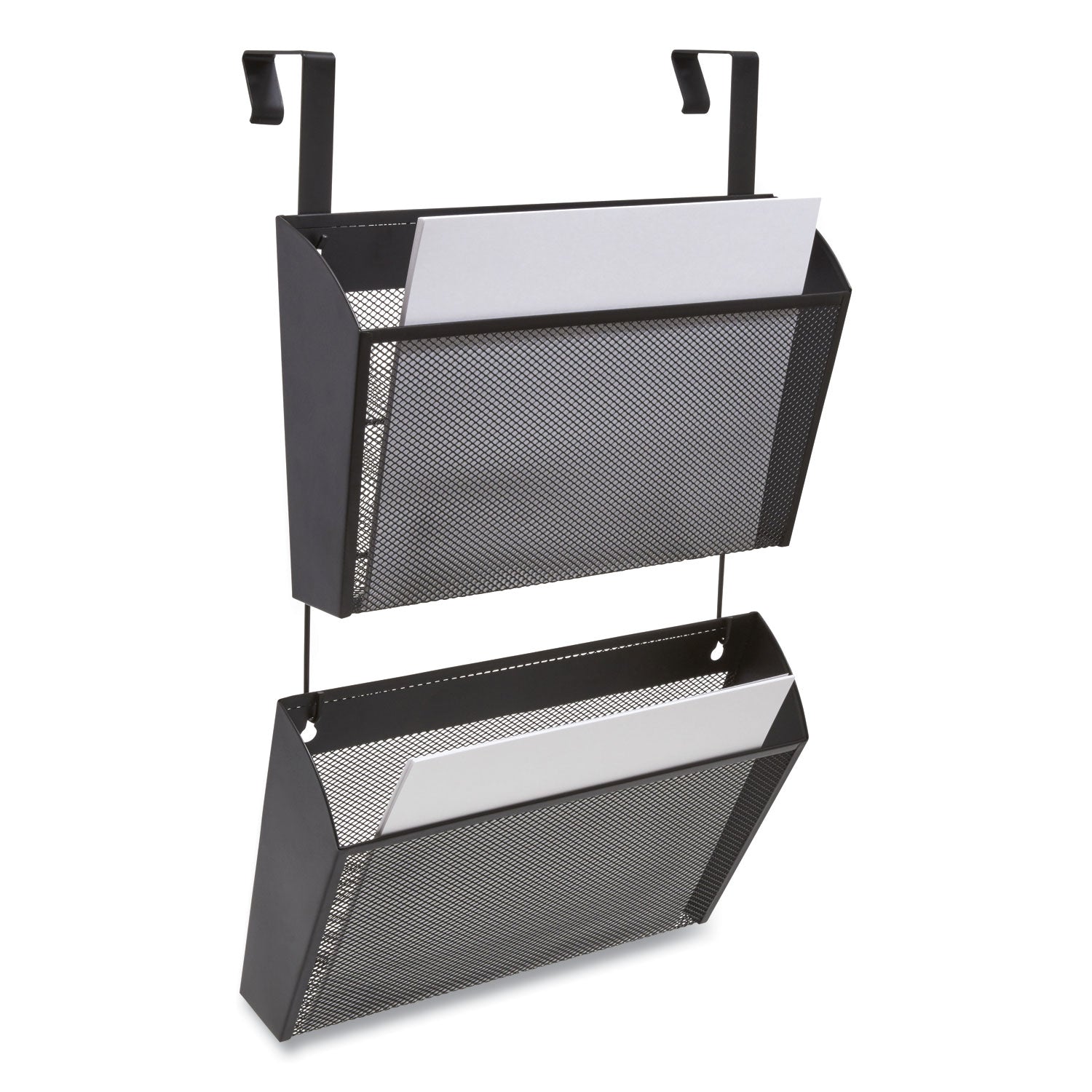 TRU RED™ Wire Mesh Wall File, 2 Sections, Letter Size, 14.37" x 3.34", Black