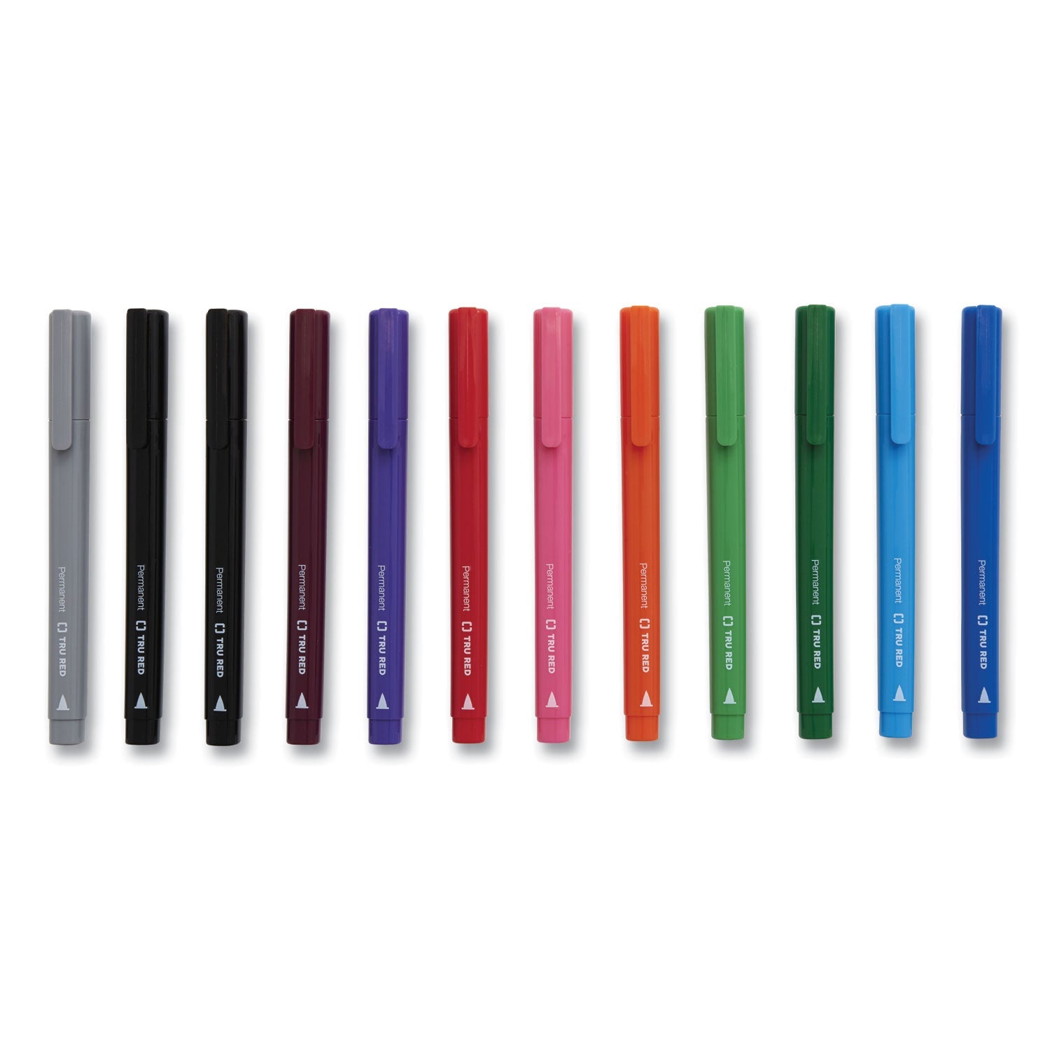 TRU RED™ Permanent Marker, Pen-Style, Fine Bullet Tip, Assorted Colors, 12/Pack