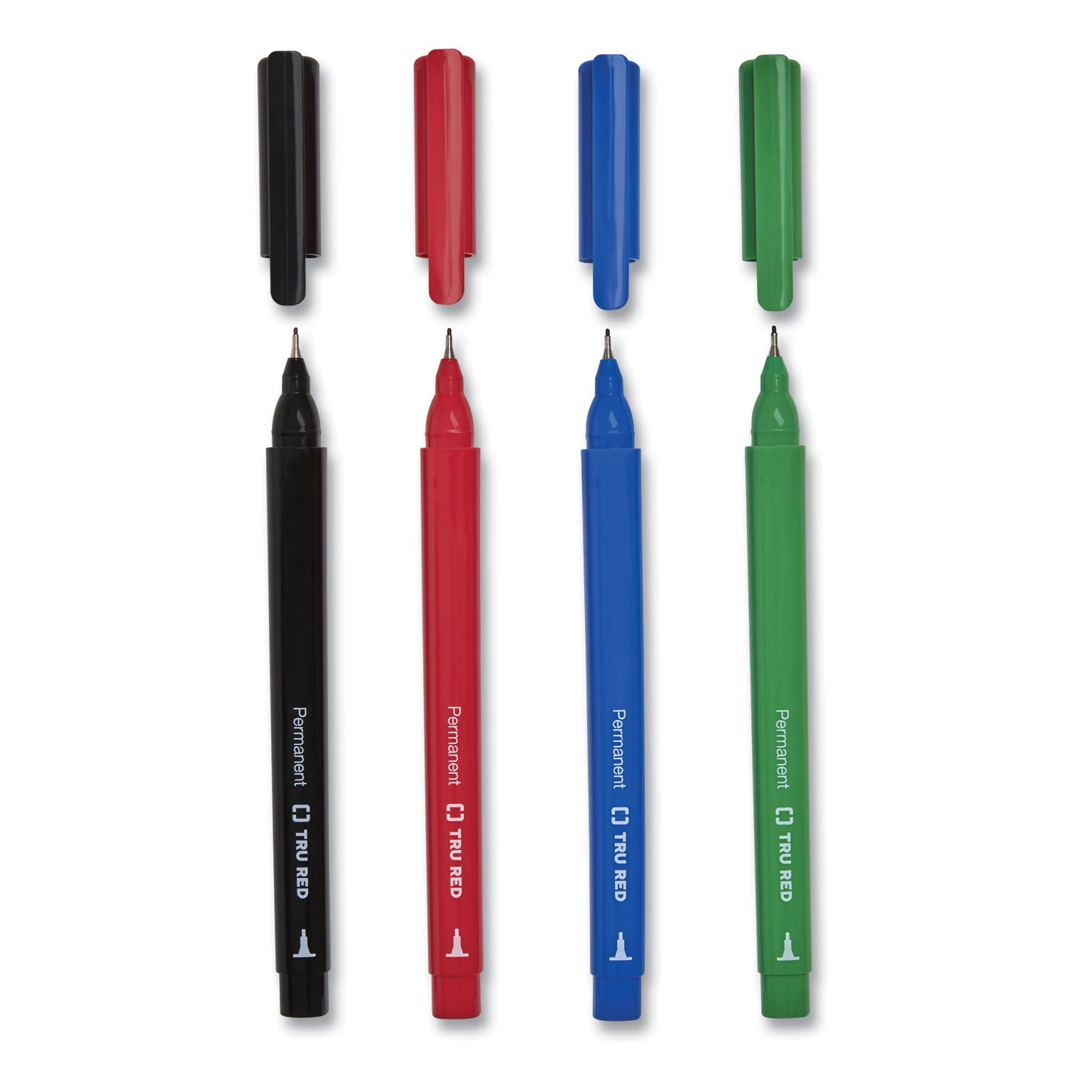TRU RED™ Permanent Marker, Pen-Style, Extra-Fine Needle Tip, Assorted Colors, 12/pack