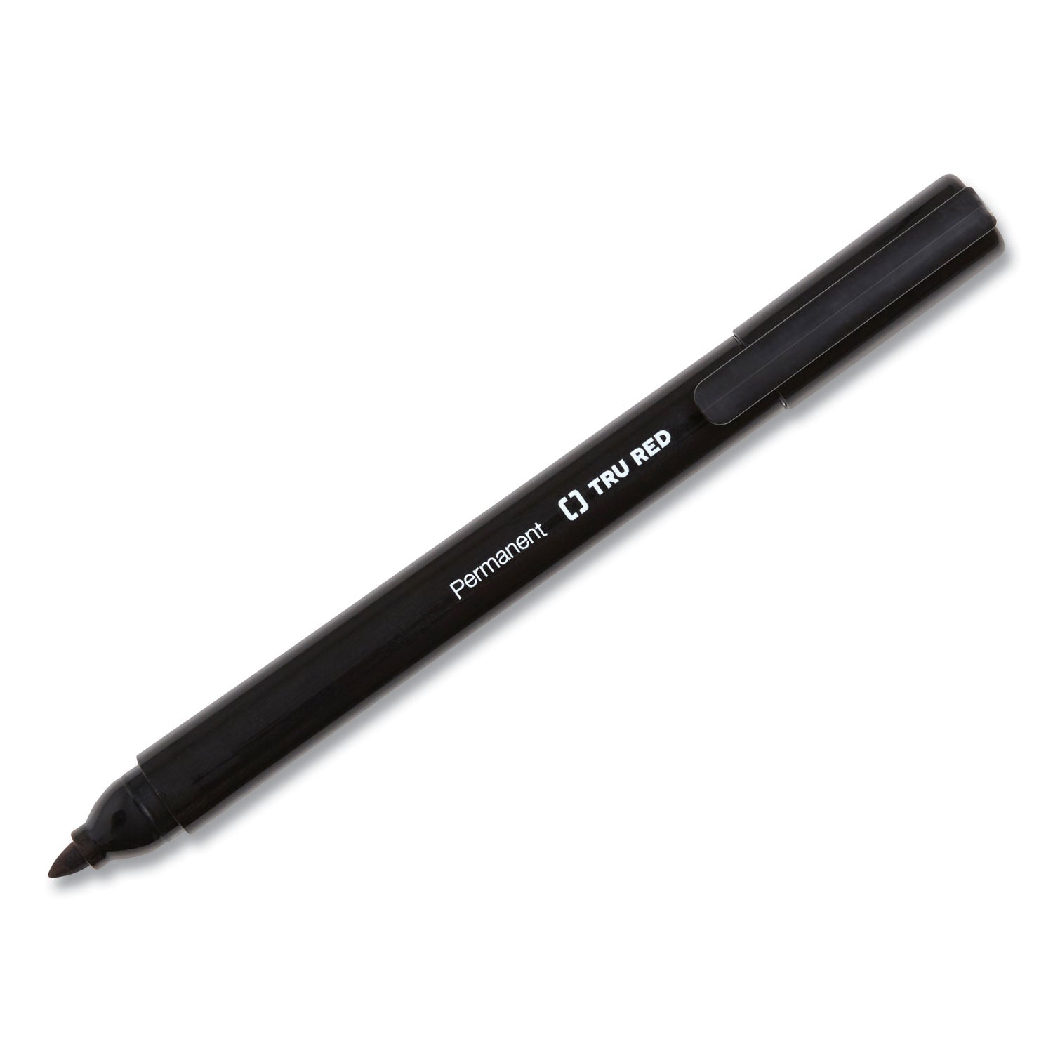 TRU RED™ PERMANENT MARKER, PEN-STYLE, FINE BULLET TIP, BLACK, DOZEN