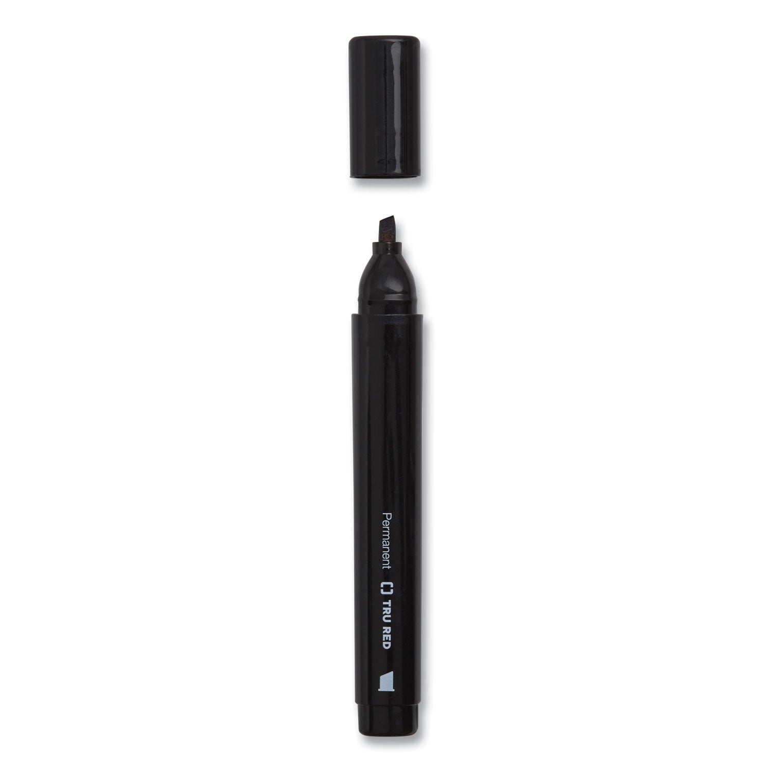 TRU RED™ PERMANENT MARKER, PEN-STYLE, EXTRA-FINE NEEDLE TIP, BLACK, 5/PACK