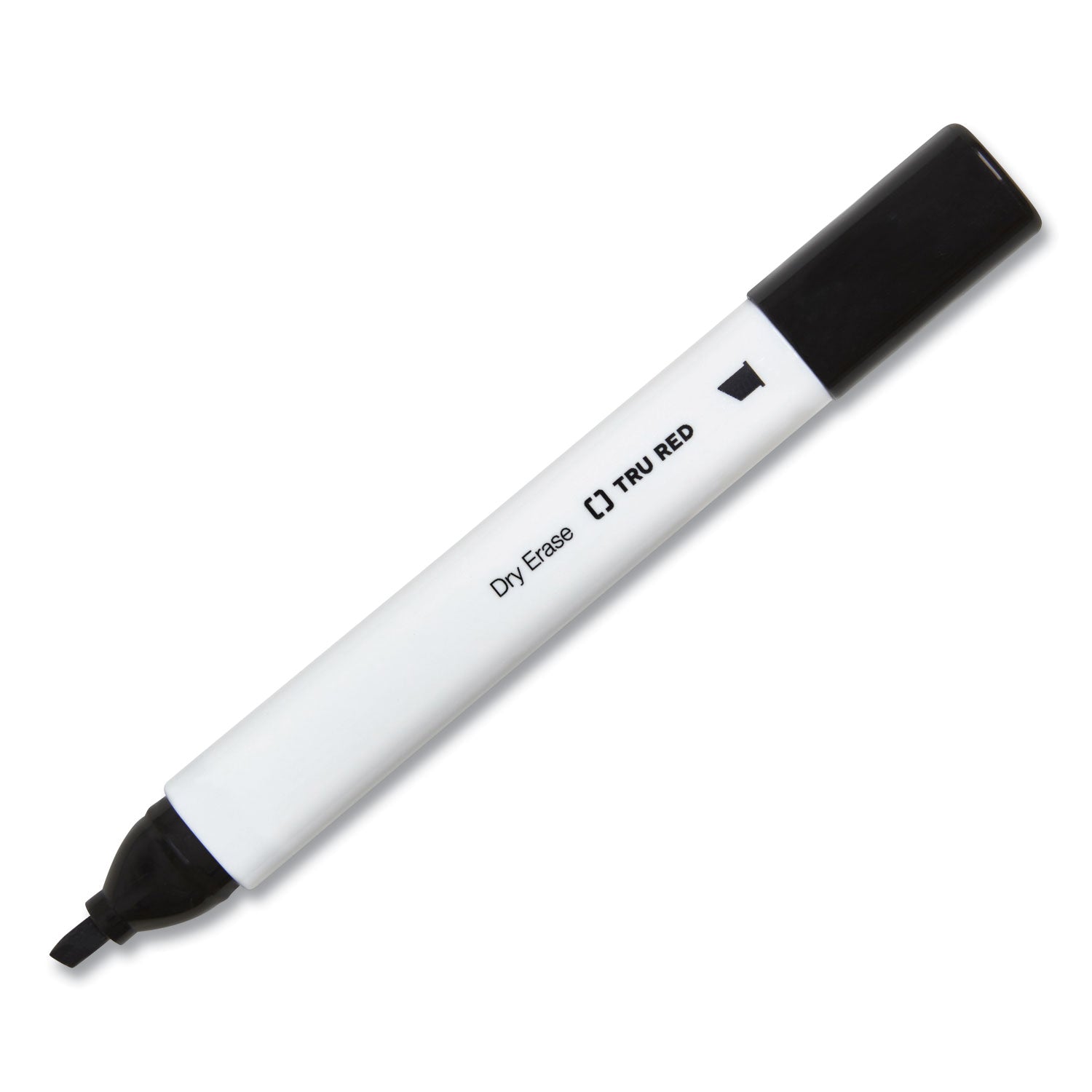 TRU RED™ Dry Erase Marker, Tank-Style, Medium Chisel Tip, Black, Dozen