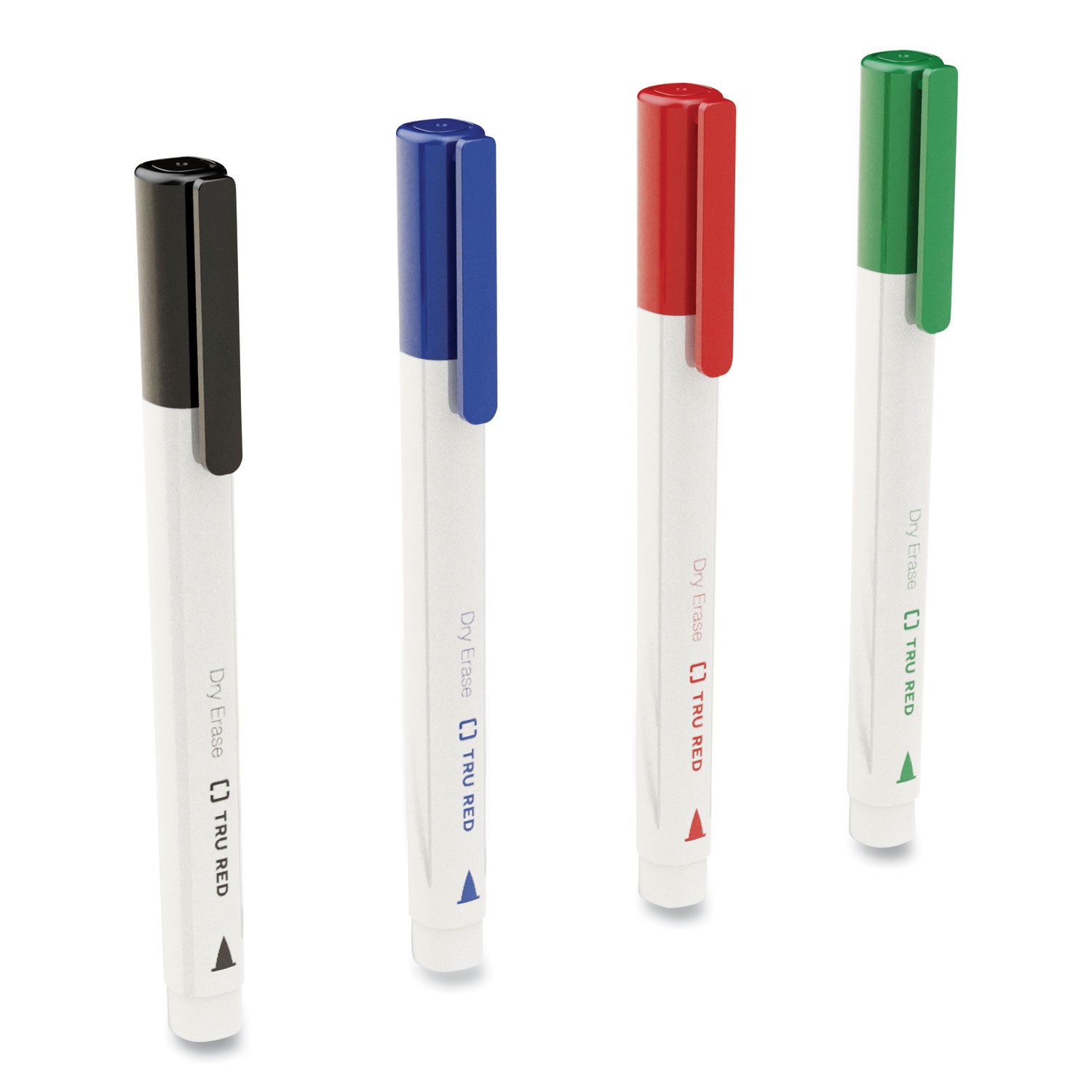 TRU RED™ Dry Erase Marker, Pen-Style, Fine Bullet Tip, Assorted Colors, 4/kit