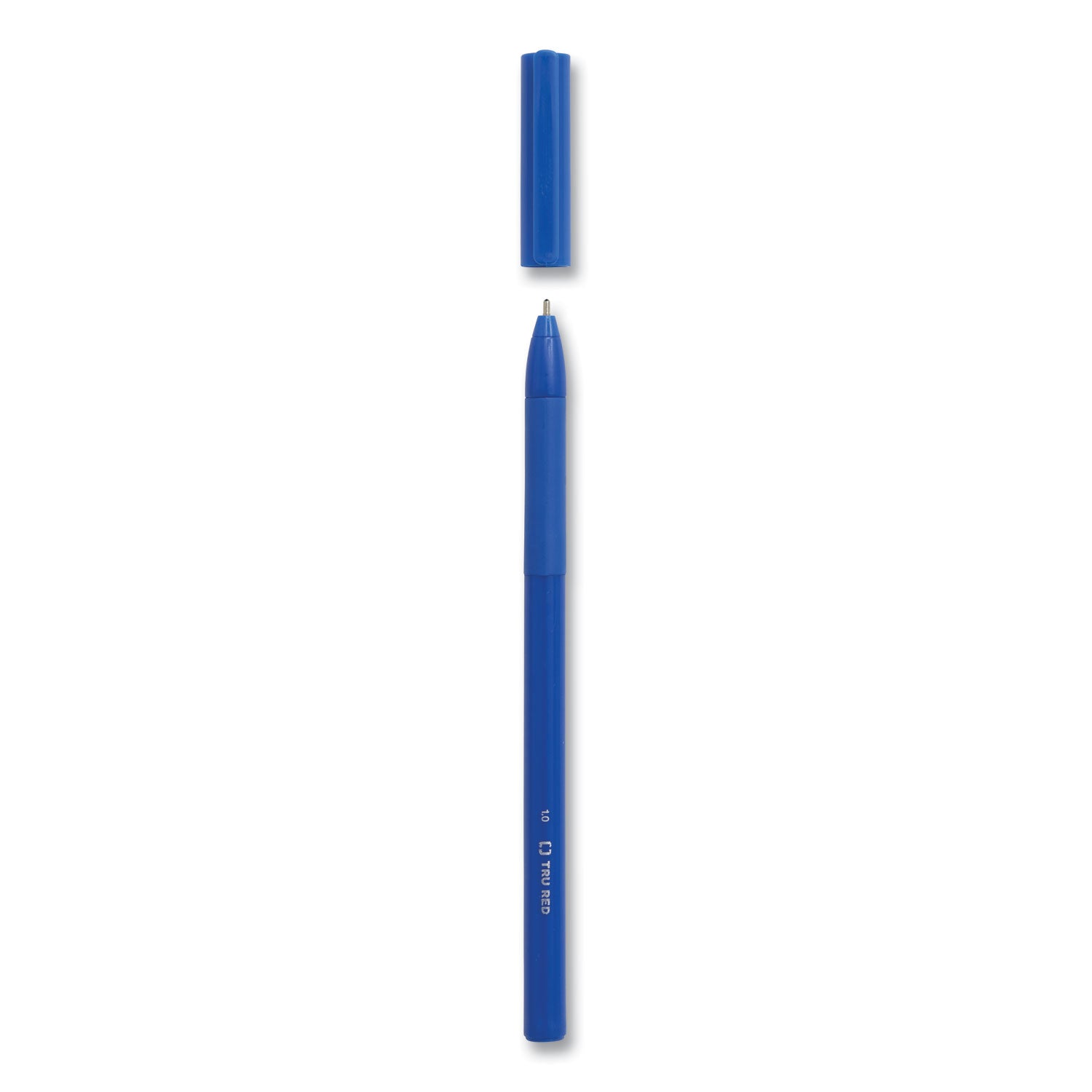 TRU RED™ Gripped Ballpoint Pen, Stick, Medium 1 mm, Blue Ink, Blue Barrel, Dozen
