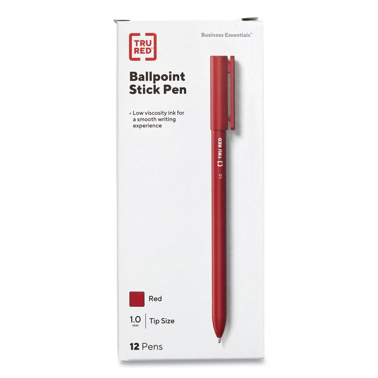TRU RED™ Ballpoint Pen, Stick, Medium 1 Mm, Red Ink, Red Barrel, Dozen