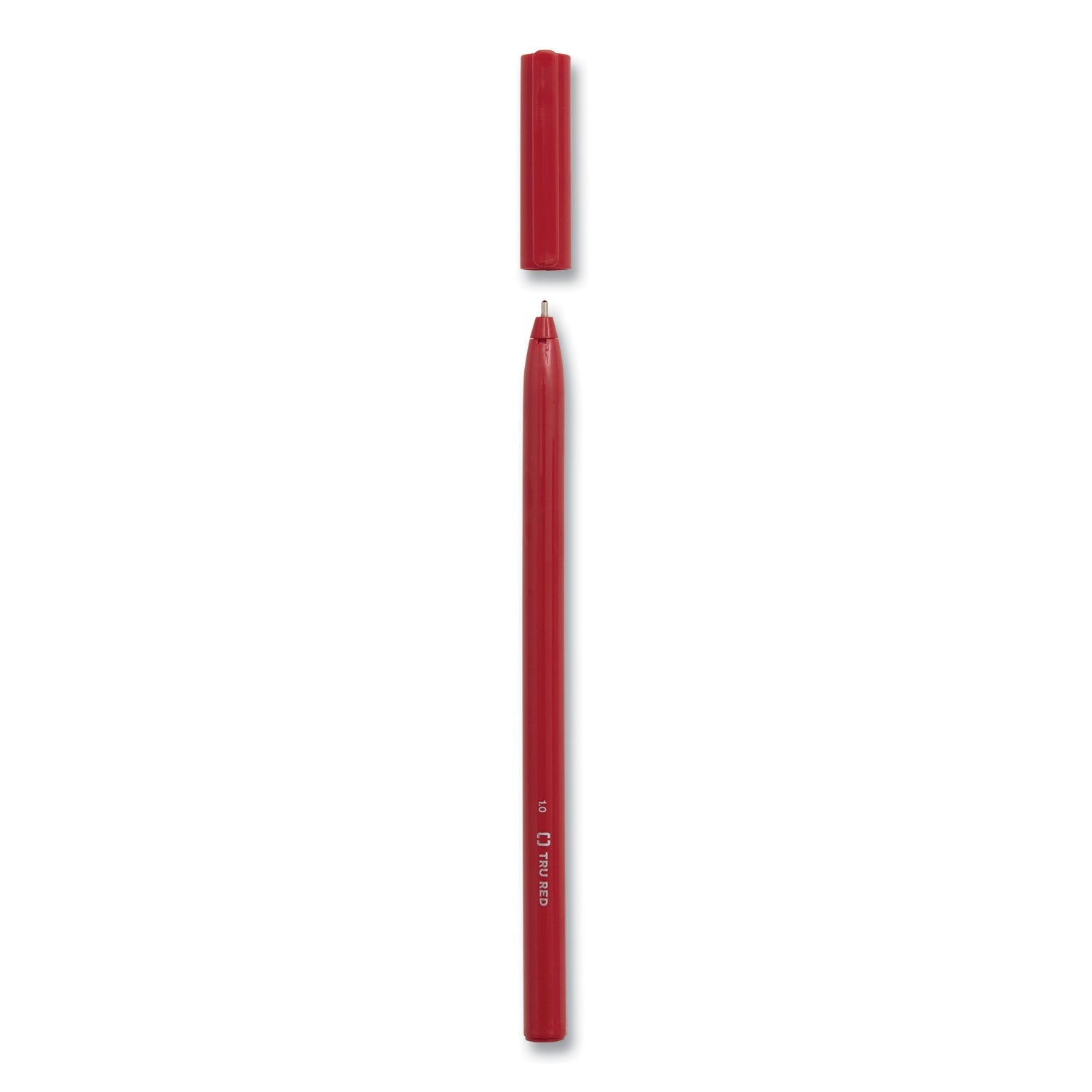 TRU RED™ Ballpoint Pen, Stick, Medium 1 Mm, Red Ink, Red Barrel, Dozen