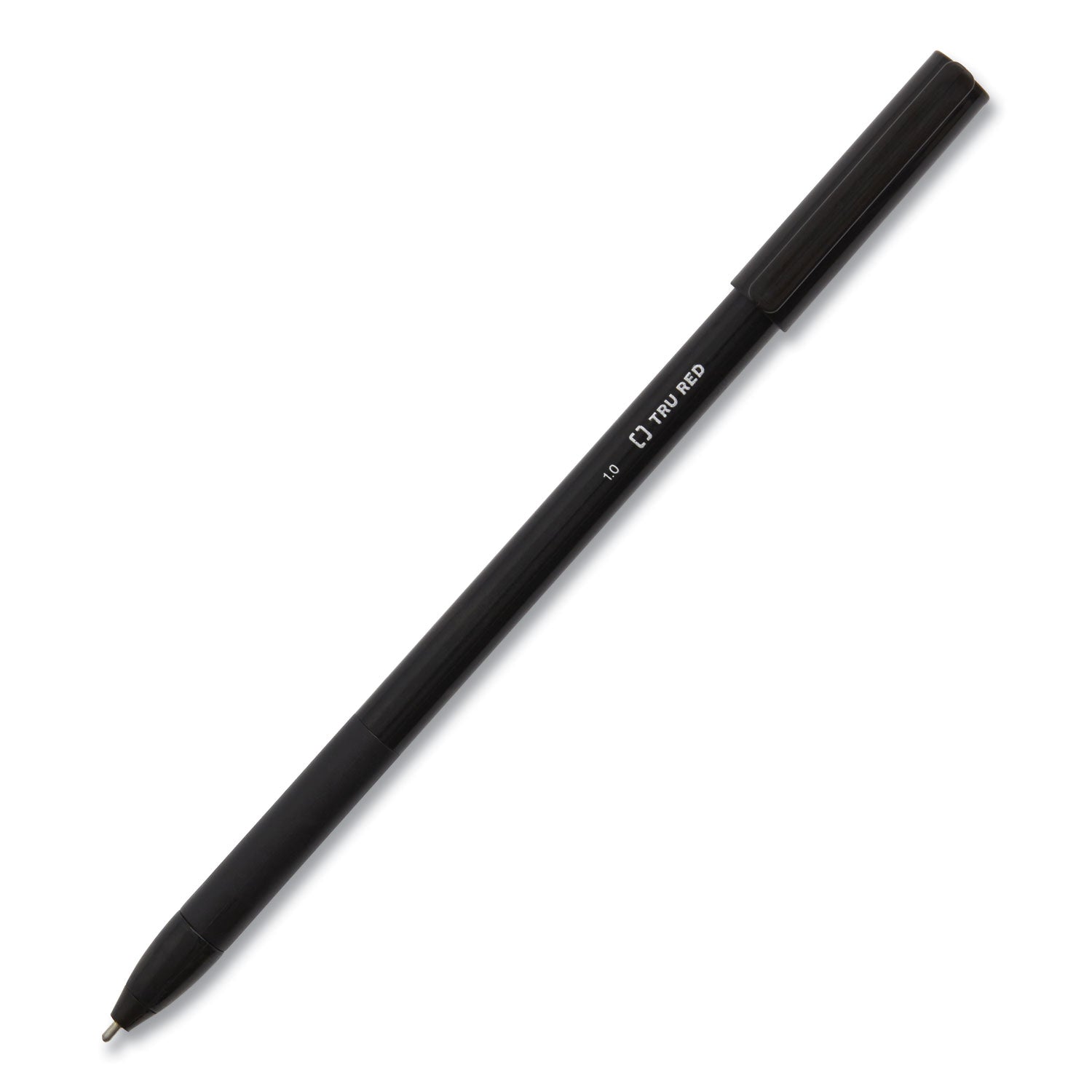 TRU RED™ Gripped Ballpoint Pen, Stick, Medium 1 mm, Black Ink, Black Barrel, 60/Pack