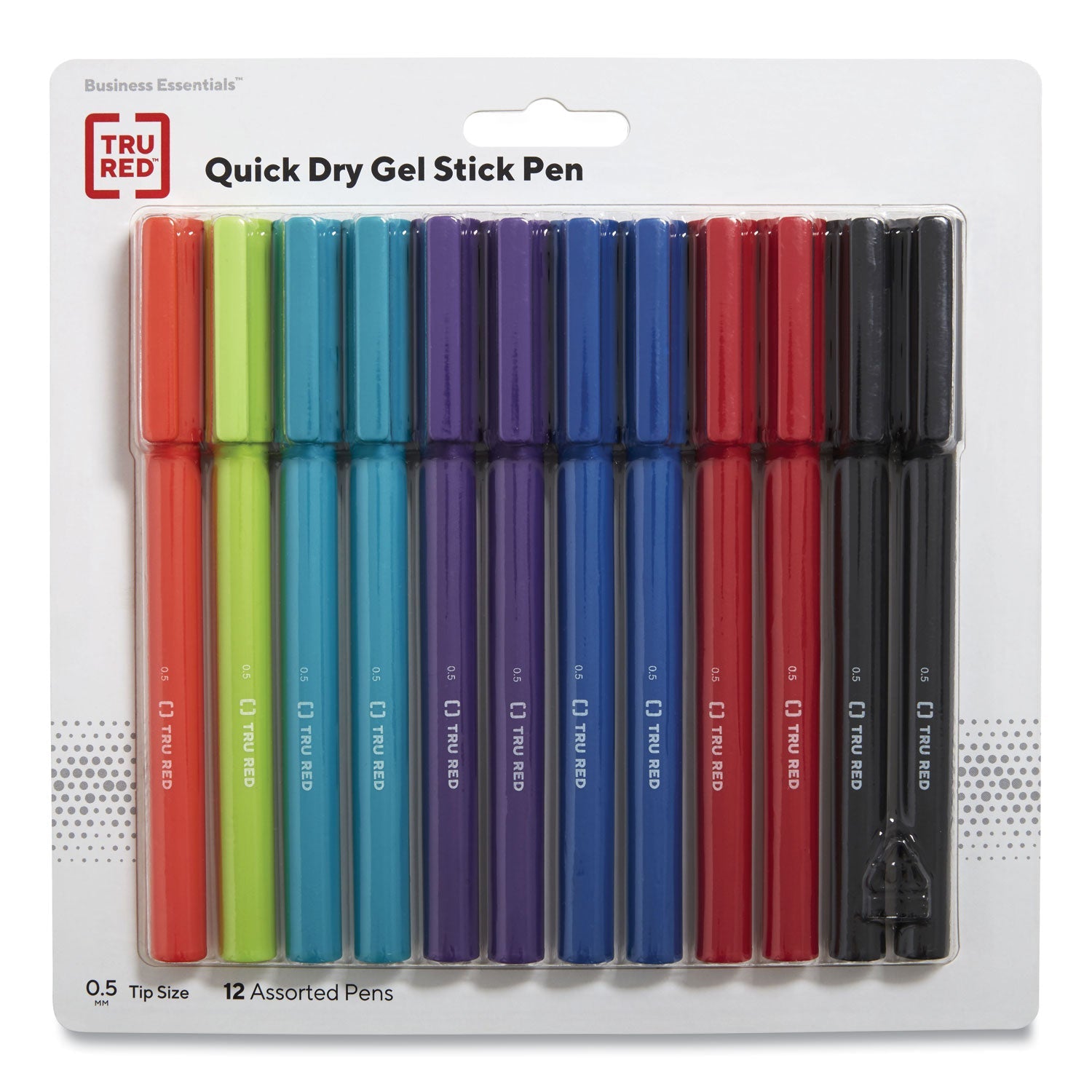 TRU RED™ Quick Dry Gel Pen, Stick, Fine 0.5 Mm, Assorted Ink And Barrel Colors, 12/pack