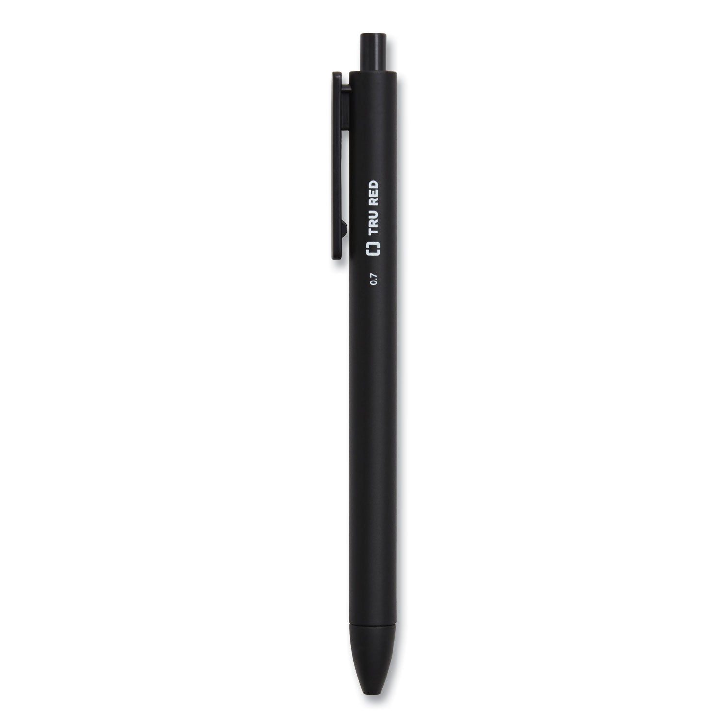 TRU RED™ QUICK DRY GEL PEN, RETRACTABLE, MEDIUM 0.7 MM, BLACK INK, BLACK BARREL, DOZEN