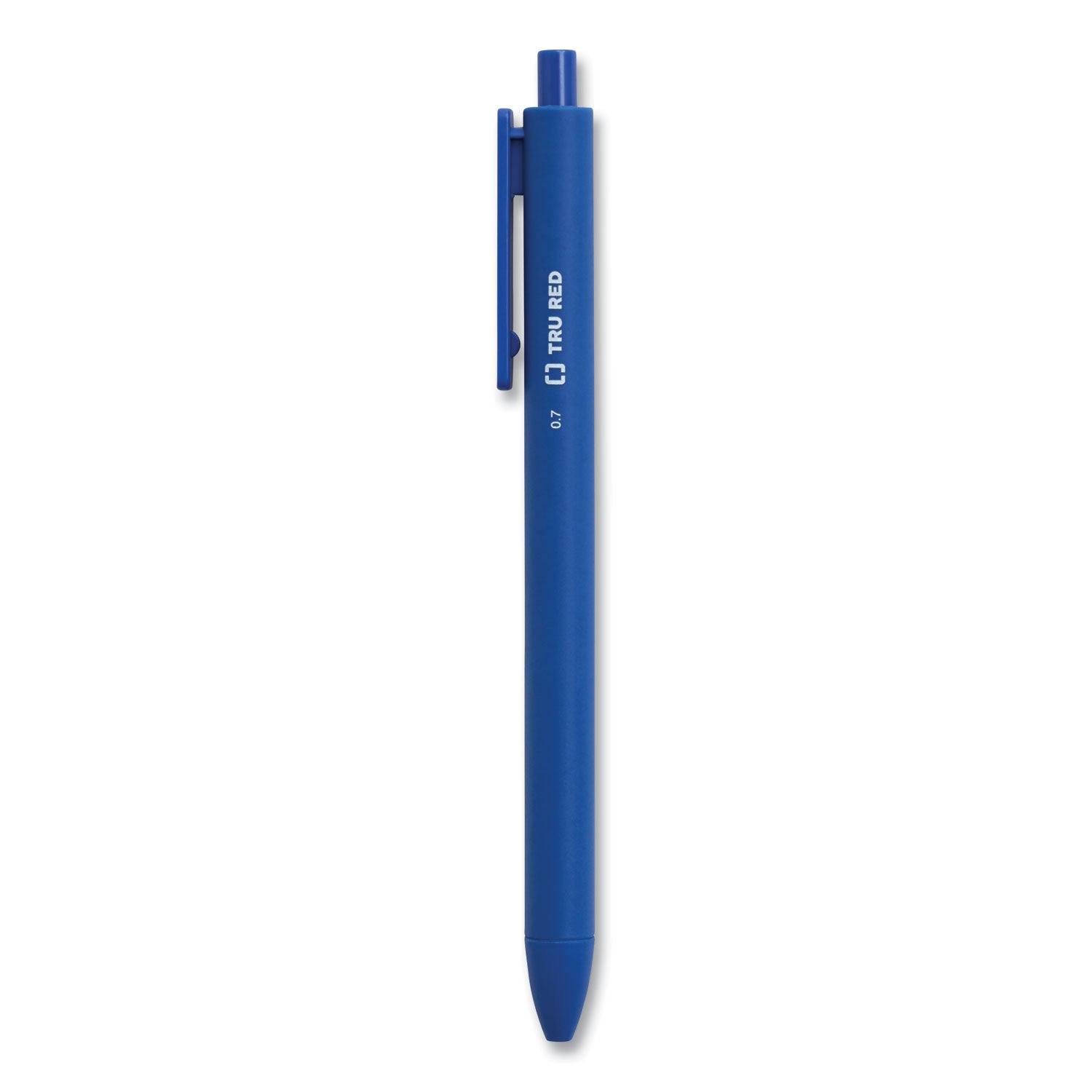 TRU RED™ QUICK DRY GEL PEN, RETRACTABLE, MEDIUM 0.7 MM, BLUE INK, BLUE BARREL, DOZEN