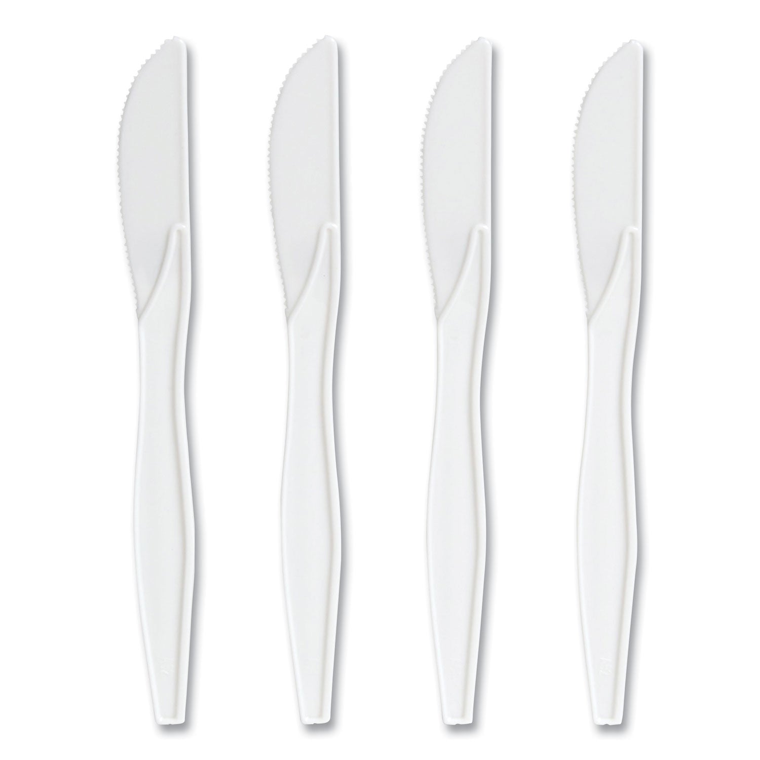 Perk™ Mediumweight Plastic Cutlery, Knife, Plastic, White, 1,000/Pack